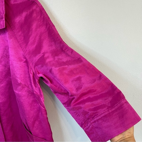 Charter Club Womens Blazer Full Zip Linen Viscose Sz L Pink Barbie Cruise Office - Picture 4 of 9